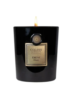 Bougie parfumée en verre noir Collines de Provence Fleurs & Écorces Ébène - 360 g