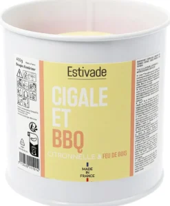 Bougie parfumée"cigales et barbecue" coloris gris en cire Estivade Denis & Fils - Ø 10 cm 400 g