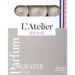 Bougies chauffe-plats beige parfum graine de lin L’Atelier de Denis - L’étui de 24