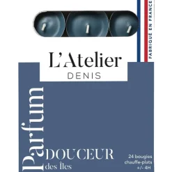 Bougies chauffe-plats bleu parfum douceur des î L’Atelier de Denis - L’étui de 24