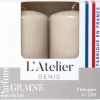 Bougies cylindriques beige parfum lin L’Atelier de Denis - L’étui de 2
