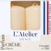 Bougies cylindriques ivoire parfum crème glacée L’Atelier de Denis - L’étui de 2