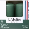 Bougies cylindriques vert parfum sapin L’Atelier de Denis - L’étui de 2