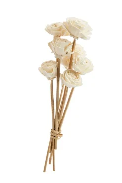 Bouquet de 8 fleurs artifcielles Rose coloris blanc - Ø 4 cm