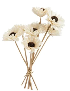 Bouquet de 8 fleurs artifcielles Gerbera coloris blanc - Ø 6 cm