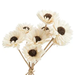 Bouquet de 8 fleurs artifcielles Gerbera coloris blanc - Ø 6 cm