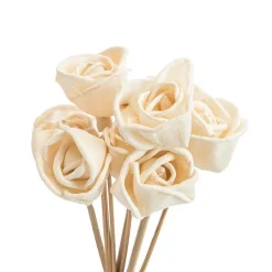 Bouquet de 8 fleurs artificielles Rose de freeland coloris blanc - Ø 4 cm