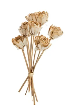 Bouquet de 8 fleurs de chips artificielles coloris blanc - Ø 4 cm