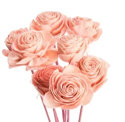 Bouquet de 8 roses artificielles beauty coloris rose -  Ø 6 cm x 40 cm