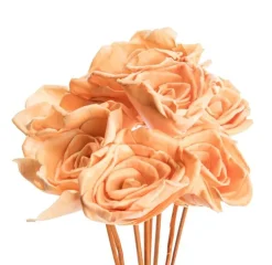 Bouquet de 8 roses artificielles bombay coloris orange -  Ø 8 cm x 40 cm