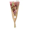 Bouquet de fleurs séchées roseouge en mélange dans papier kraft Naturalys Field - 55 cm