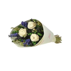 Bouquet de fleurs séchées Sola S coloris vert bleu - H 50 cm