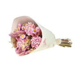 Bouquet de fleurs séchées Sola M coloris rose - H 50 cm