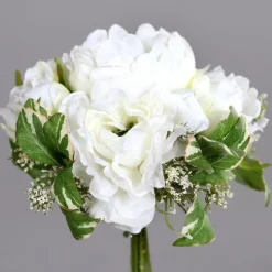 Bouquet de pivoines blanches artificielles - 20 cm