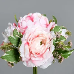 Bouquet de pivoines rose clair artificielles - 20 cm