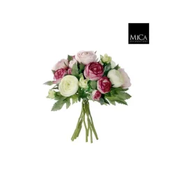 Bouquet de renoncules fleurs artificielles rose H 22 x Ø 19 cm