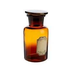 Bouteille déco style herboristerie en verre fumé ocre - Ø 7 x H 12,5 cm