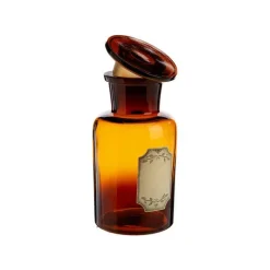 Bouteille déco style herboristerie en verre fumé ocre - Ø 7 x H 12,5 cm