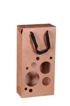 Boxbag Atlanta en papier kraft naturel 2 bouteilles Cav Service - 18 x 9 x 36 cm