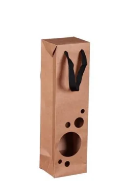 Boxbag Atlanta en papier kraft naturel 1 bouteille certifié FSC® Cav Service - 10 x 9 x 36 cm