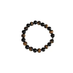 Bracelet mix oeil tigre et onyx 6mm