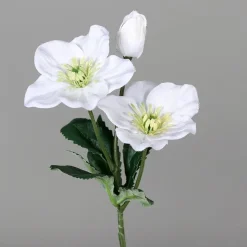 Branche artificielle d’Hellébore blanc 3 fleurs – 34 cm
