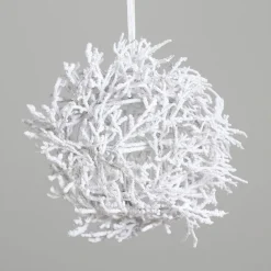 Branche décorative forme boule enneigée blanche - Ø 27 cm