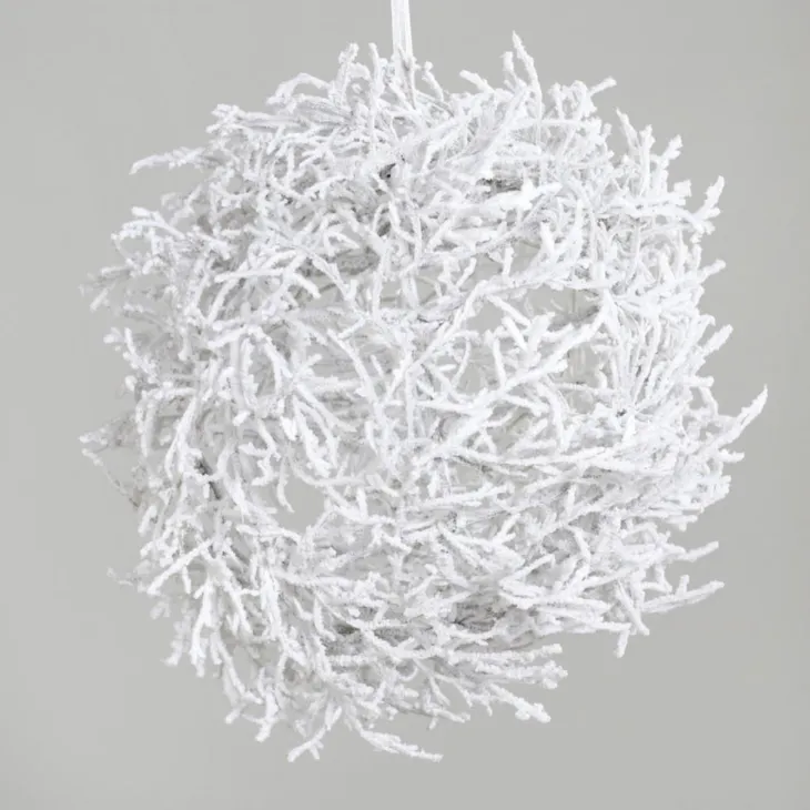 Branche décorative forme boule enneigée blanche - Ø 40 cm