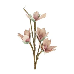 Branche de 3 fleurs de magnolia en jute violet clair - 30 x 10 x 77 cm