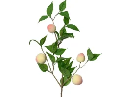 Branche de pêcher en polyester vert et orange - 23 x 10 x 56 cm