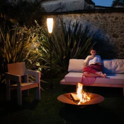 Brasero de sol en acier coloris cognac Oyat 80 - Ø 80 x H 24,5 cm