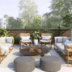 Brasero de sol en acier coloris cognac Oyat Corten 120 - Ø 120 x H 24,5 cm