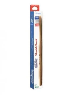 Brosse à dents en Bambou soft the Humble Co. - Pack de 2 Bleu, Blanc, Rouge