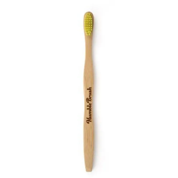 Brosse à dents pour adulte en bambou souple coloris jaune