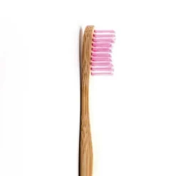 Brosse à dents pour adulte en bambou souple coloris rose