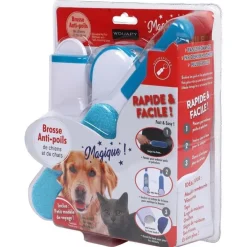 Brosse anti-poils magique coloris bleu Wouapy