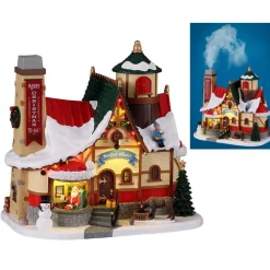 Bâtiment lumineux Santas Wonderland Village Lemax Chalet du Père Noël – 24 x 15,2 x 21 cm