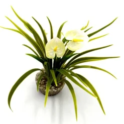 Buisson de fleurs blanches en plastique 8 x 8 cm