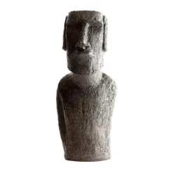 Buste de Moai ton ciré noir Hairie Grandon - 40 cm