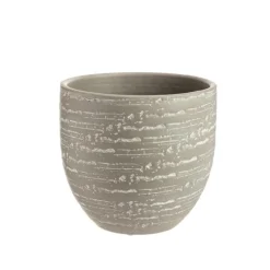 Cache-pot Boha en terre cuite gris clair - Ø 20 x 18 cm