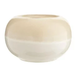 Cache-pot Bowl orchidée coloris beige en céramique - Ø 19 cm x 13 cm