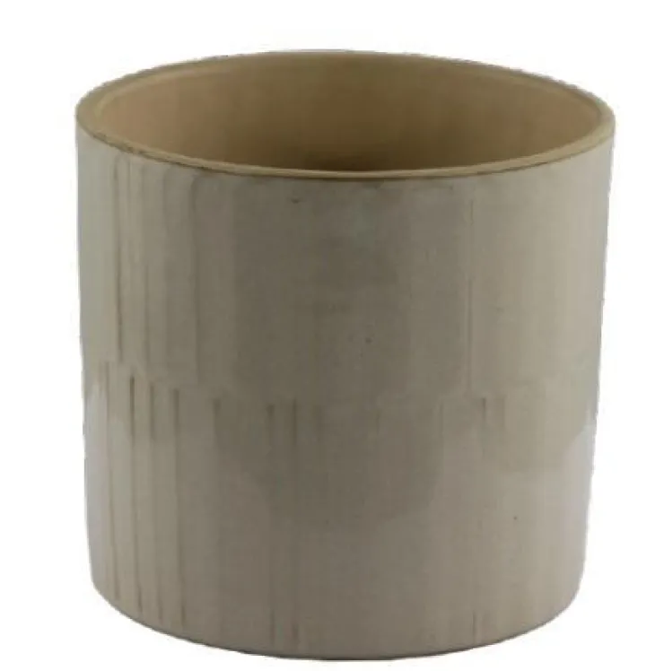 Cache-pot coloris beige en céramique - Ø 16 x 15,2 cm