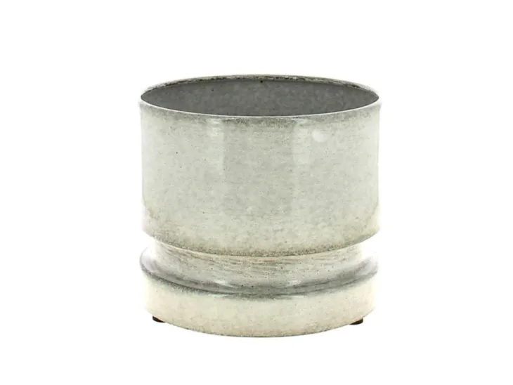 Cache-pot coloris blanc en zinc woodlog - Ø 21 cm x 18 cm