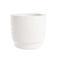 Cache-pot coloris blanc Madeira - 20 x 18 cm