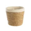 Cache-pot coloris blanc vannerie naturelle - 27 x 25,5 x 21 cm