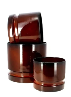 Cache-pot coloris marron en zinc woodlog - Ø 31 cm x 27 cm