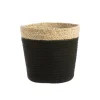 Cache-pot coloris noir vannerie naturelle - 30 x 28 x 25 cm