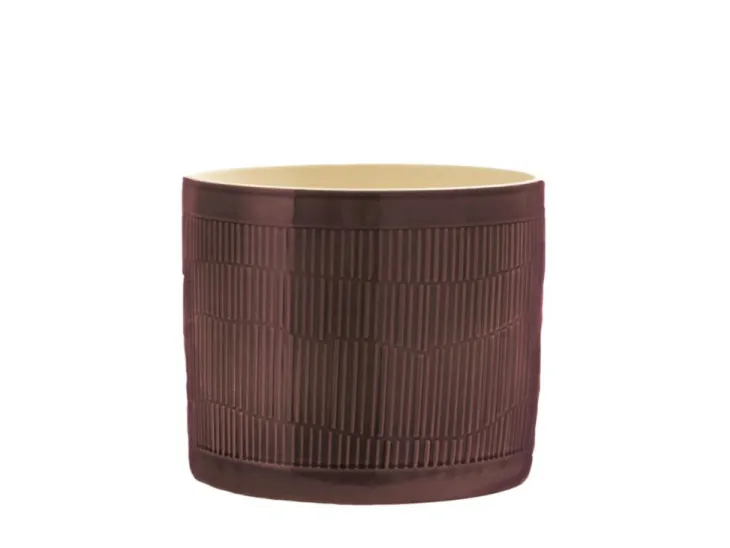 Cache-pot coloris rouge en céramique - Ø 16 x 15,2 cm