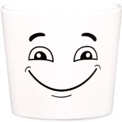 Cache-pot en céramique blanc motif sourire Scheurich 870 Vibes - Ø 7 cm