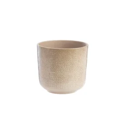 Cache-pot en céramique coloris jute crème Sandstone – 16,5 x 16 cm